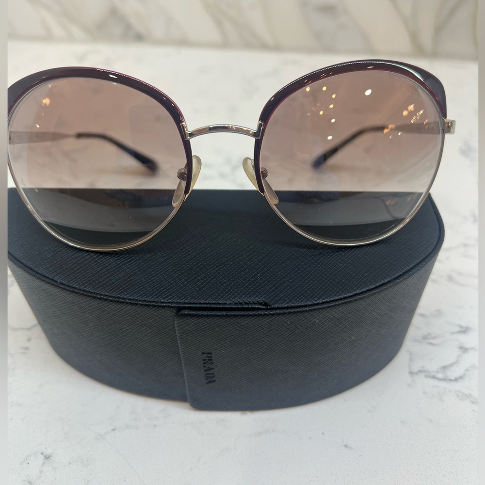 NWT Prada Women's Sunglasses - Burgundy and Silver